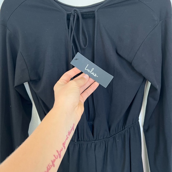Lulu’s Black Long Sleeve Cutout Romper - Picture 6 of 9